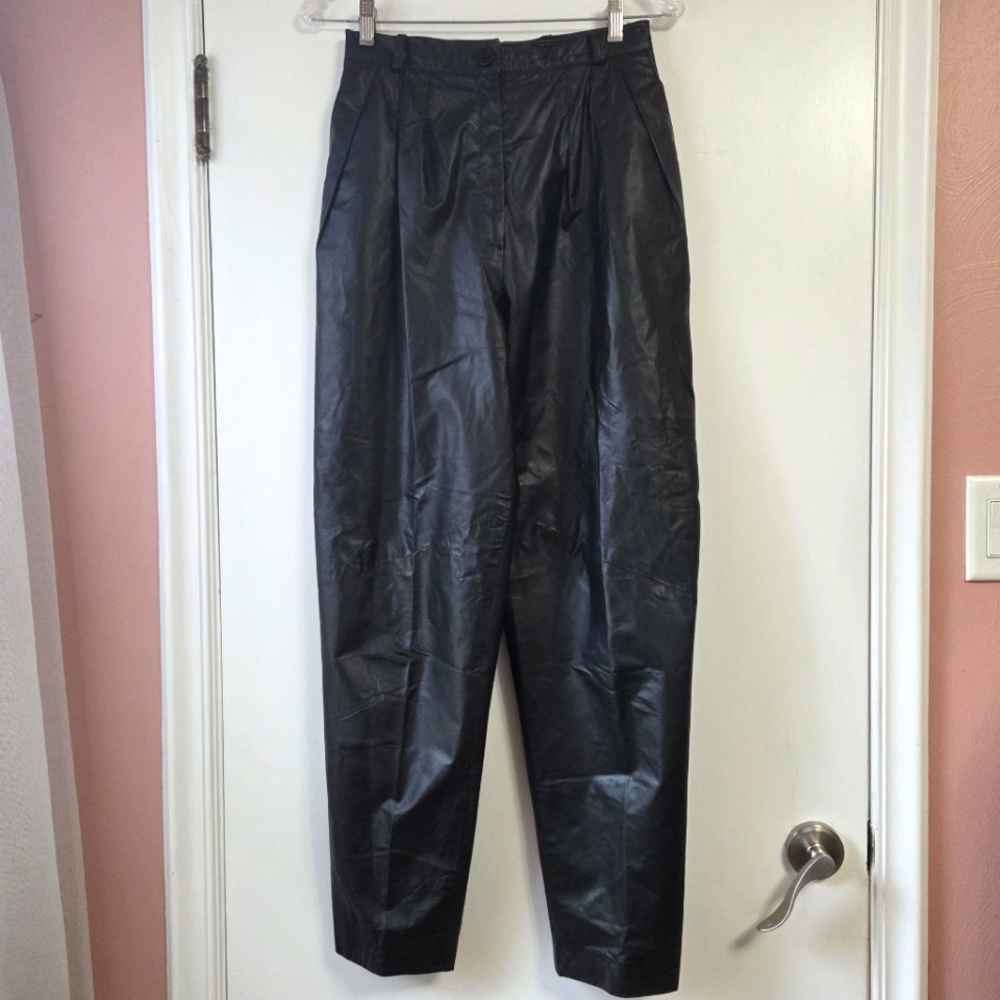 VAKKO Vintage Black Leather Pants Size 8